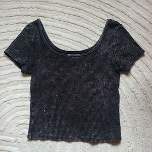 Wild Fable Grey Ribbed Crop Top